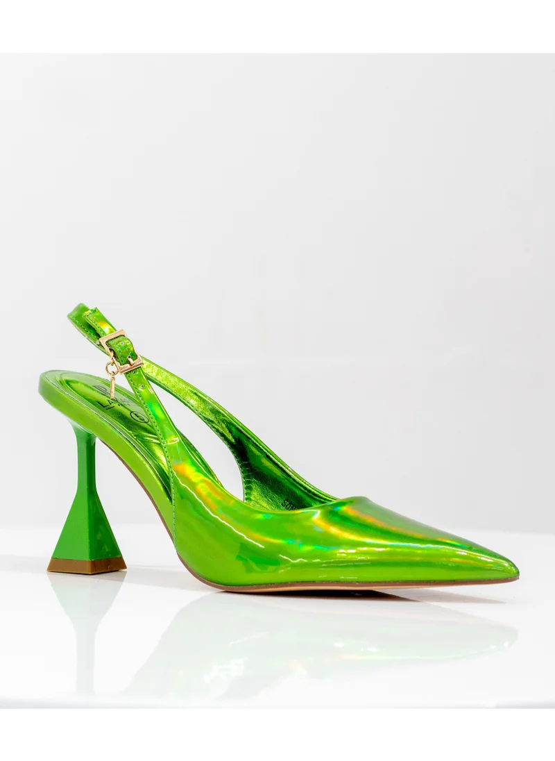 LAMARAPARIS Sonia 7cm spool heel sling back pump green