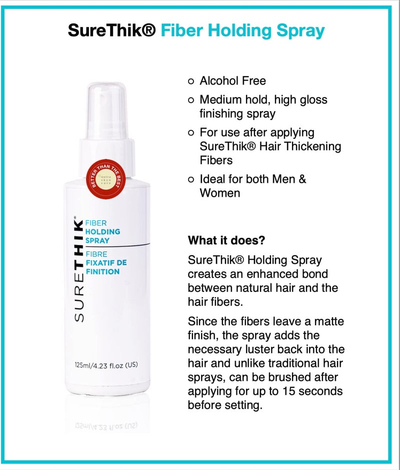 SureThik Hair Thickening Fibers 30g with Fiber Holding Spray and Applicator Hairline Comb Black - Image 3