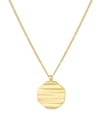 gorjana - Sunset Coin Necklace 17 1/8" - 18k Gold Plated Brass - Unique Sunset Design - Spring Ring Closure - Versatile Layering Piece - Daily Elegance - Image 1