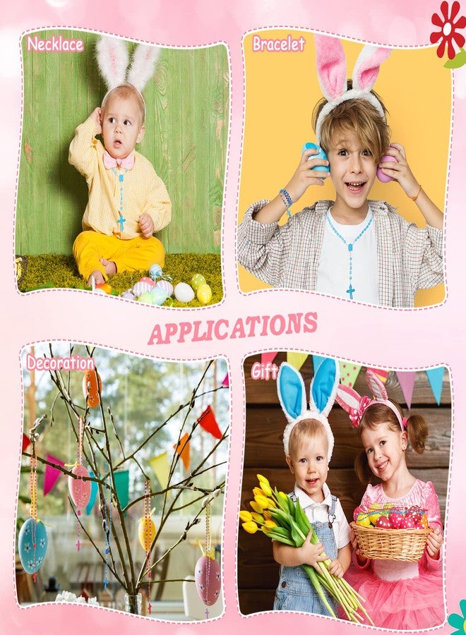 Sureio 36 Pcs Rosary Necklace Bulk Plastic Cross Rosary Necklace for Boys Girls Church Welcome Gifts Multicolor Bulk Rosaries Beads Prayer Crossed Beads Crucifix for Religious Easter, 13 Inch - Image 4