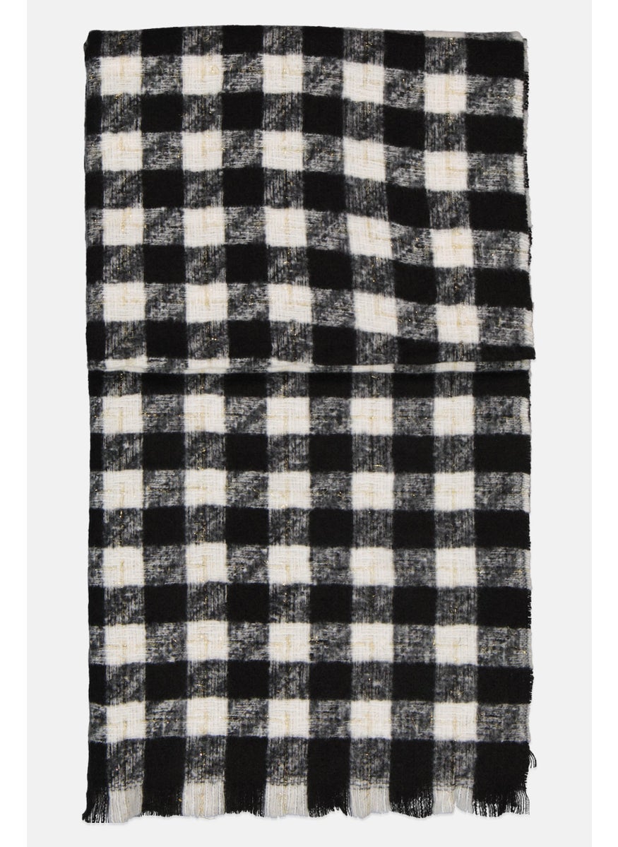 London Fog Women Checkered Scarf 180 L x 72 H c, Black  - Image 2
