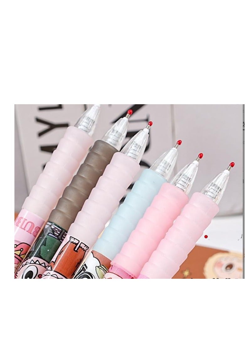 Generic 6 Pcs Cute Cartoon  Pens, Soft to Hold - 0.5mm Fine Tip Black Ink, Soft Colors, with Cute Animal Patterns - Perfect for School Supplies and Office Stationery Black Ink  - Image 2