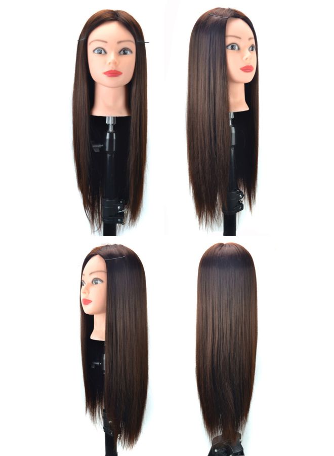 NIBEMINENT Practice Training Head Mannequin Hair Wig Brown/Black 28x20x12centimeter - Image 3