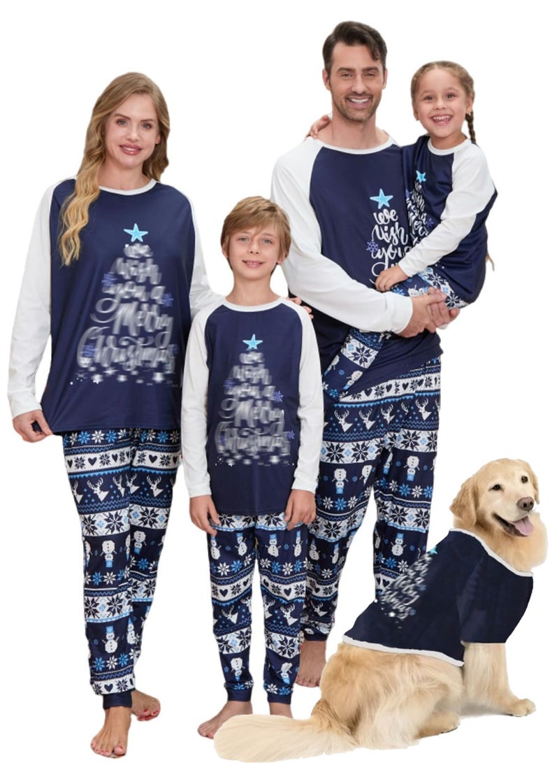 VUCATIN Children's Family Matching Pajamas Holiday Matching Clothing Long-Sleeved Parent-Child Pajamas for Home Suitable for Women Men Children and Pets (Dog Size)  - Image 1