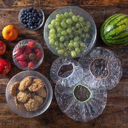 SHARNAGAT SHARNAGAT 100 PCS Fresh Keeping Bags Elastic Stretch Adjustable Bowl Lids Sealing Food Covers Universal Kitchen Wrap Seal Caps for Freshness  - Image 1