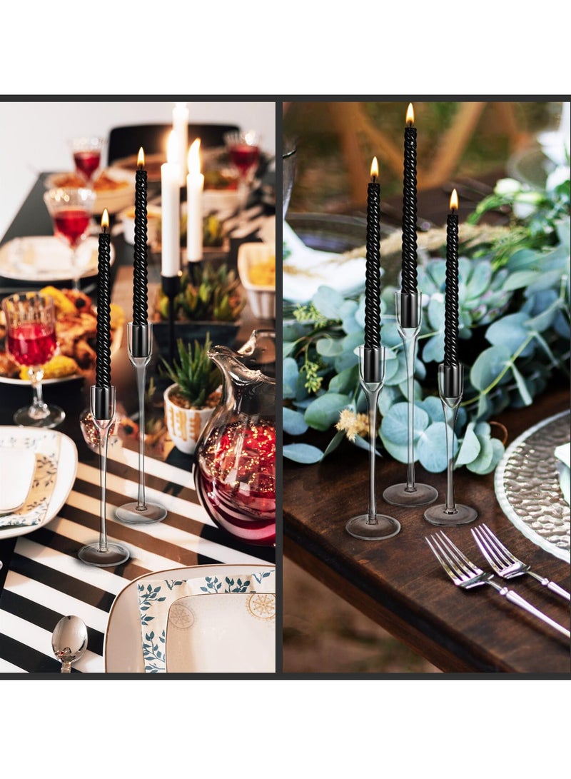 SYOSI Glass Candlestick Holders Set of 3, Clear Tall Taper Candle Stick Holders, Decorative for Wedding, Party, Festival Table Centerpieces - Image 4