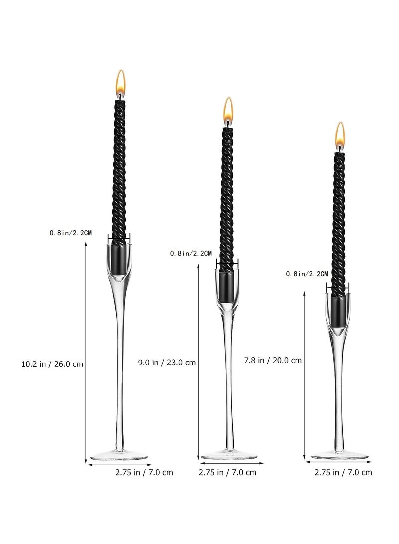 SYOSI Glass Candlestick Holders Set of 3, Clear Tall Taper Candle Stick Holders, Decorative for Wedding, Party, Festival Table Centerpieces - Image 2