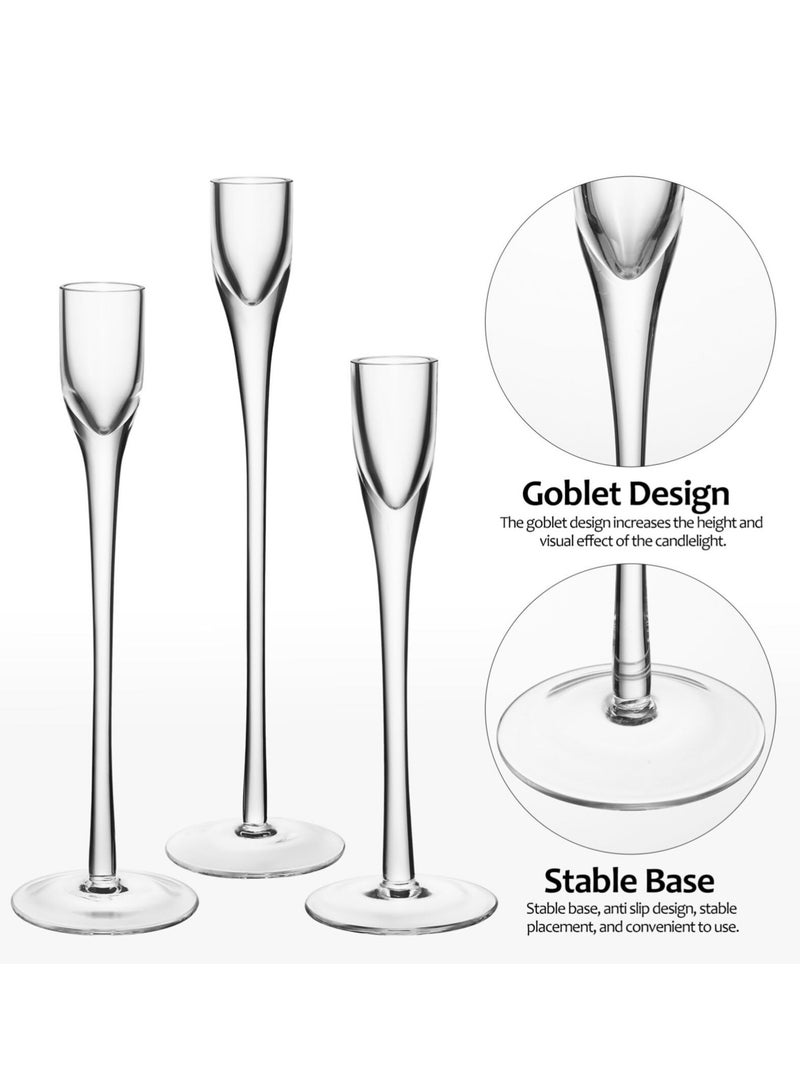 SYOSI Glass Candlestick Holders Set of 3, Clear Tall Taper Candle Stick Holders, Decorative for Wedding, Party, Festival Table Centerpieces - Image 5
