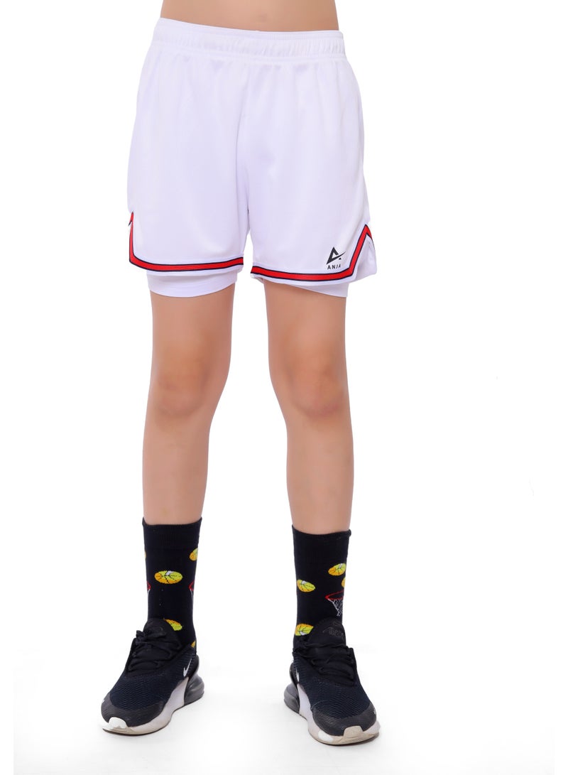ANJA Girls white Red Stripe Kids Shorts – Sporty Performance Bottoms - Image 4