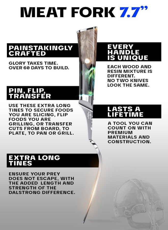 Dalstrong Meat Fork - 7.7 inch - Valhalla Series - High Carbon Steel BBQ - Professional Barbecue Carving Fork- Celestial Resin & Wood Handle - Kitchen Utensils - Two Pronged Fork - Image 5