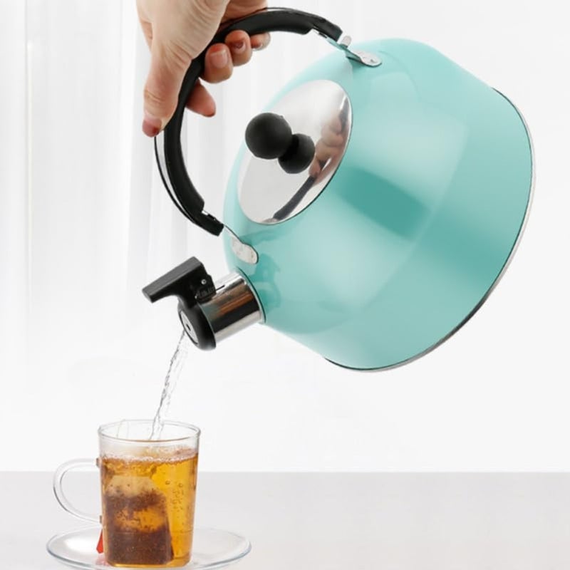 Teal Stovetop Tea Kettle 1.9 Quart Stainless Steel Boiling Kettle with Ergonomic Handle and Non-Drip Spout for Home Kitchen - Image 5