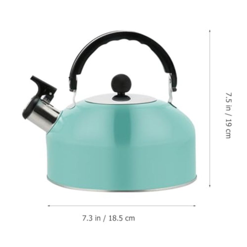 Teal Stovetop Tea Kettle 1.9 Quart Stainless Steel Boiling Kettle with Ergonomic Handle and Non-Drip Spout for Home Kitchen - Image 2