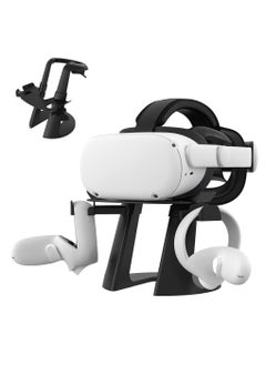 VR Stand Suitable for Meta/ Oculus Quest 2 Accessories/ Quest/ Rift/ Rift S/ GO/ HTC Vive/ Vive Pro/ Valve Index VR Also for Headset And Touch Controllers Stable Safe Space Saving (Black)