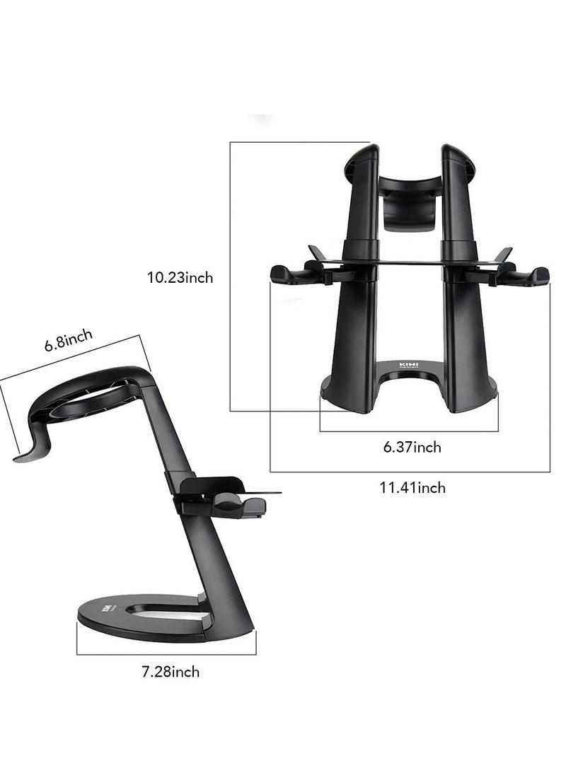 SYOSI - VR Stand Suitable for Meta/ Oculus Quest 2 Accessories/ Quest/ Rift/ Rift S/ GO/ HTC Vive/ Vive Pro/ Valve Index VR Also for Headset And Touch Controllers Stable Safe Space Saving (Black) - Image 1