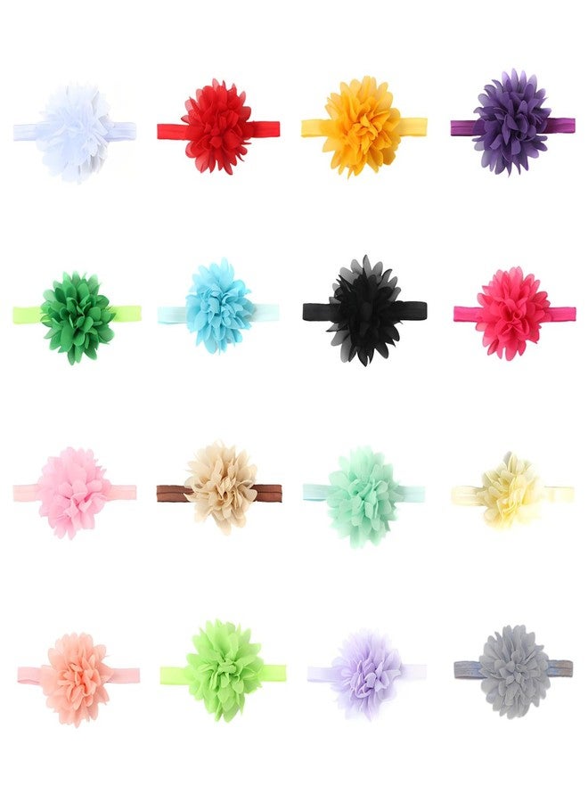 SYGA 16 Pcs Baby Headband with Fabric Flower Soft, Stretchable Hairband for Newborns, Infants, and Toddlers (0-3 Years) - Image 1