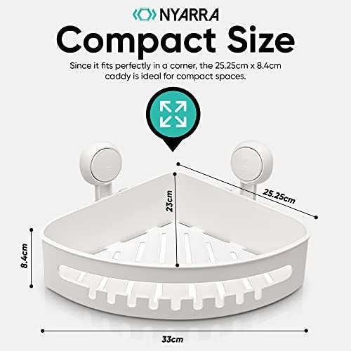 Nyarra vacuum Suction Corner Shower Caddy, Drill-Free Installation, Reusable Storage Basket for Kitchen, Wall Mounted Suction Shelf for Bathroom, Shampoo Rack, Toiletries Holder [NR-0557] - Image 2