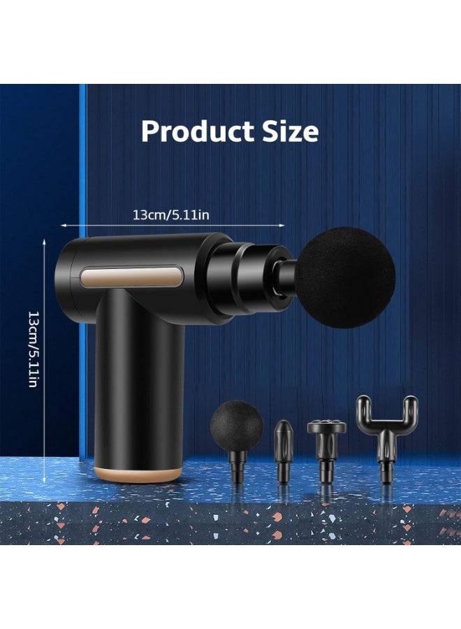 Mini Deep Tissue Massage Gun – Handheld Percussion Massager with 4 Heads & 6 Speeds for Muscle Pain Relief - Image 2