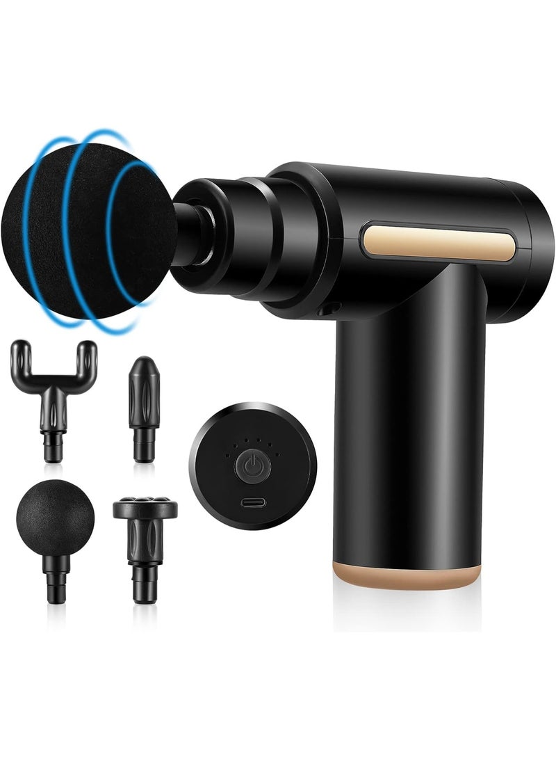 Mini Deep Tissue Massage Gun – Handheld Percussion Massager with 4 Heads & 6 Speeds for Muscle Pain Relief - Image 1