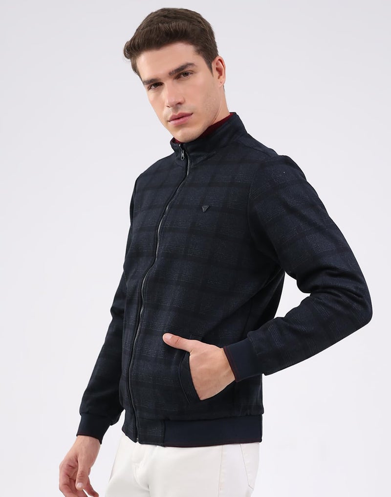 Monte Carlo Men Reversible Regular Fit Solid Mock Neck Side Pocket Zipper Closure Full Sleeve Winter Jacket| Warm Coat for Men | Stylish Full Sleeve Zipper Jacket Navy Blue MP1 - Image 2