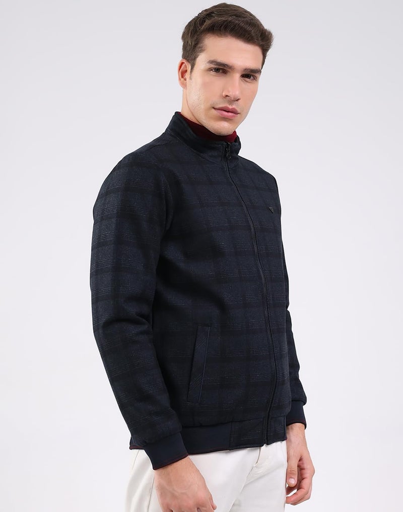 Monte Carlo Men Reversible Regular Fit Solid Mock Neck Side Pocket Zipper Closure Full Sleeve Winter Jacket| Warm Coat for Men | Stylish Full Sleeve Zipper Jacket Navy Blue MP1 - Image 3