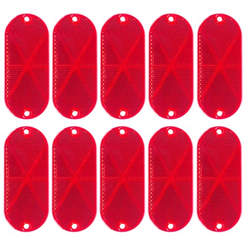 Yinaolan 10 Pack 45 Inch Red Screw on Reflectors DOT SAE Approval Road Safety Fence Gate Posts Rear Reflectors for Mailboxes Driveway Trailer Caravan Tunnels Truck Tractor Boat Lorry Motorcycle - Image 1