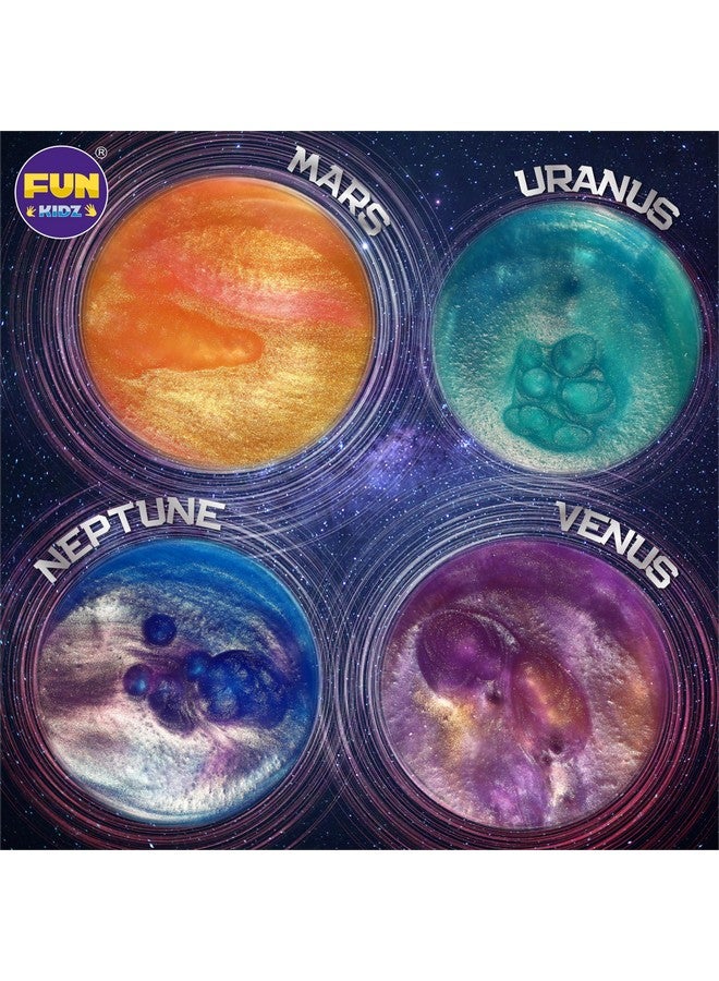 FUN KIDZ 35.16 أونصة غالاكسي سلايم المتلألئ للأطفال فنكيدز 1040 مل حزمة سلايم فضائي جاهزة لعبة للفتيات والفتيان مجموعة سلايم مع توهج نيون معدني هدايا حفلات ممتعة - Image 2