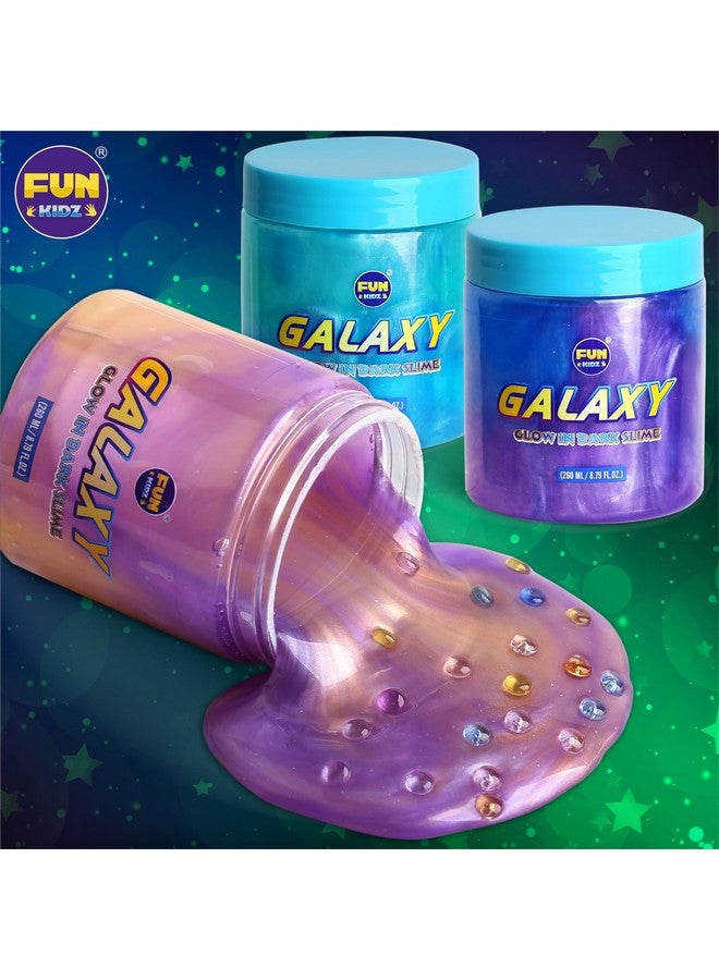 FUN KIDZ 35.16 أونصة غالاكسي سلايم المتلألئ للأطفال فنكيدز 1040 مل حزمة سلايم فضائي جاهزة لعبة للفتيات والفتيان مجموعة سلايم مع توهج نيون معدني هدايا حفلات ممتعة - Image 4