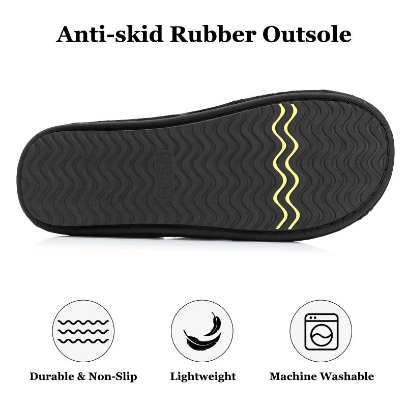 GOEWY Mens Two-Tone Slippers with Memory Foam Open Toe House Shoes Summer Non-Slip Men's Slippers Comfy Indoor Slipper Gifts for Men Him Dad Black Size 9-10 - Image 5