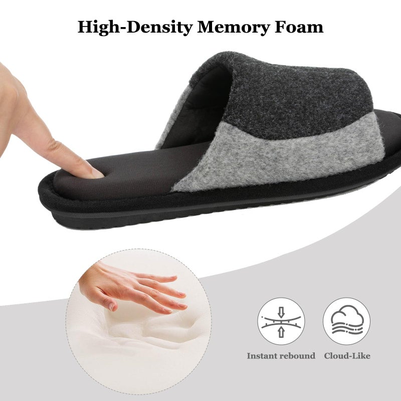 GOEWY Mens Two-Tone Slippers with Memory Foam Open Toe House Shoes Summer Non-Slip Men's Slippers Comfy Indoor Slipper Gifts for Men Him Dad Black Size 9-10 - Image 4