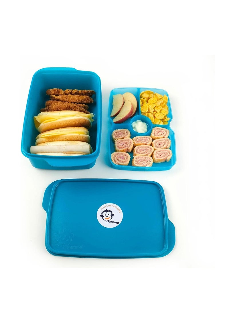 Banana Lunch Box 1.5L Doreen Dividers - Turquoise - Image 1