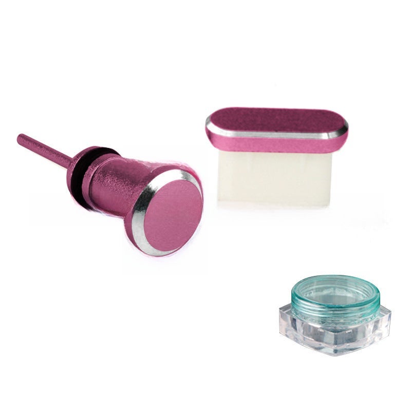 1 x 5 pcs Metal Dust Plug 2-in-1 Type-C for Huawei P40 Pro Xiaomi 10 Pink
