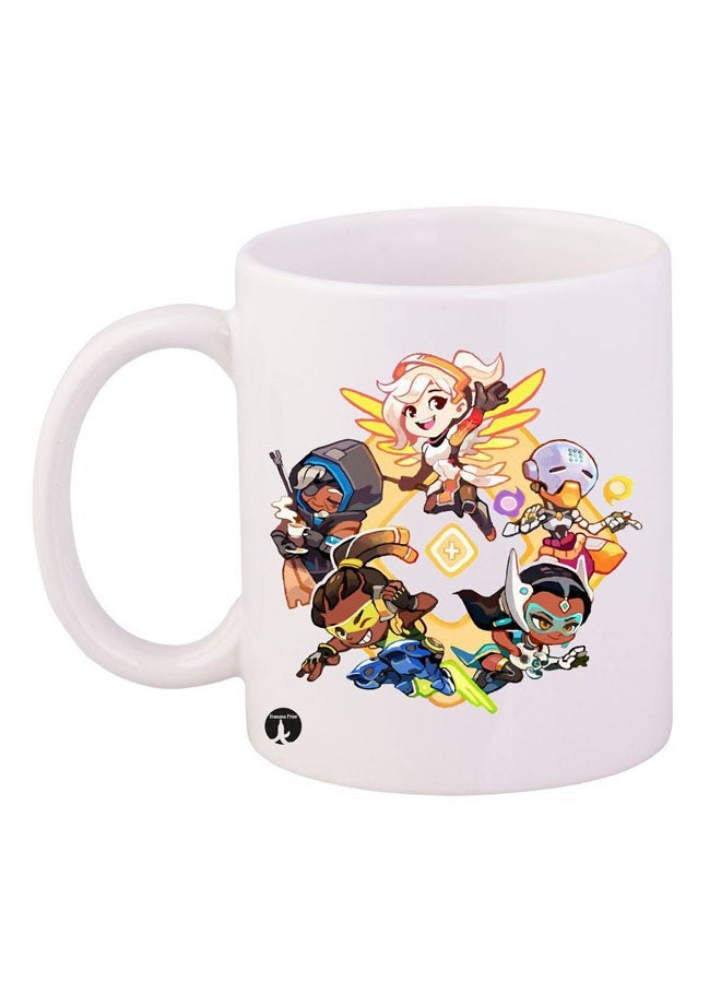 RYN Overwatch Video Game Printed Mug White/Yellow/Brown 11ounce