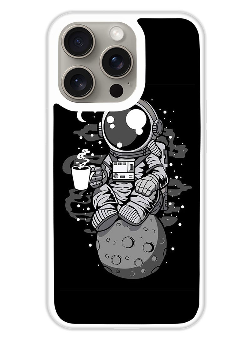 Theodor Protective Case Cover For APPLE IPHONE 15 Pro Astronaut Coffee (White Bumper) - Image 1