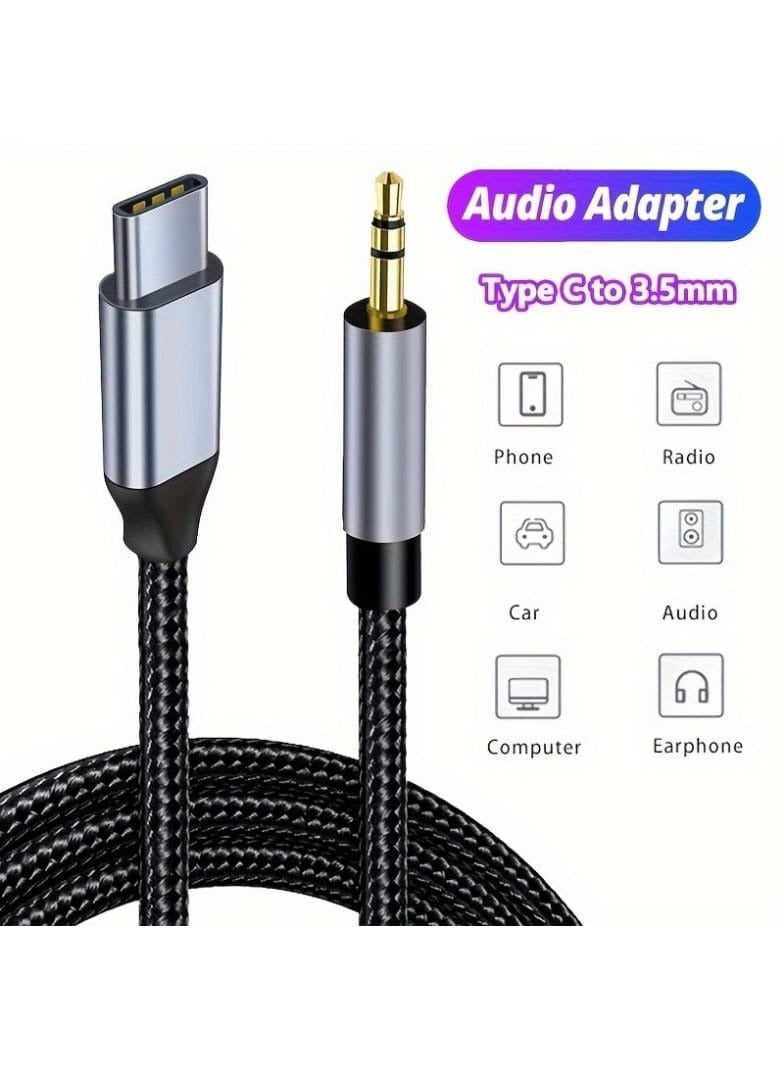Soloffer iPhone 15 Pro Max AUX Cable – 1M USB-C to 3.5mm Headphone Jack Adapter for Car Stereo, Hi-Fi Audio AUX Cord for iPhone 16/15/15 Plus, Samsung S24, Pixel, iPad Pro – Nylon Braided - Image 1