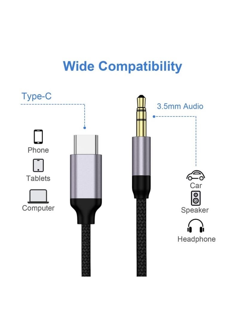Soloffer iPhone 15 Pro Max AUX Cable – 1M USB-C to 3.5mm Headphone Jack Adapter for Car Stereo, Hi-Fi Audio AUX Cord for iPhone 16/15/15 Plus, Samsung S24, Pixel, iPad Pro – Nylon Braided - Image 3
