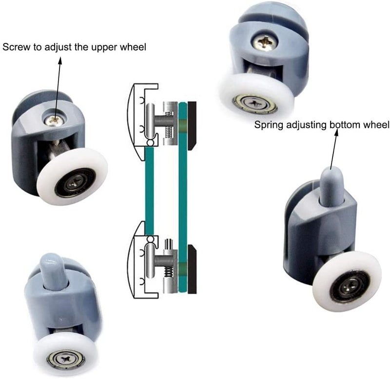 Smooth 8 Pcs Shower Door Rollers/Runners/Wheels/Pulleys 25mm Diameter Bathroom Replacement Parts - Image 4