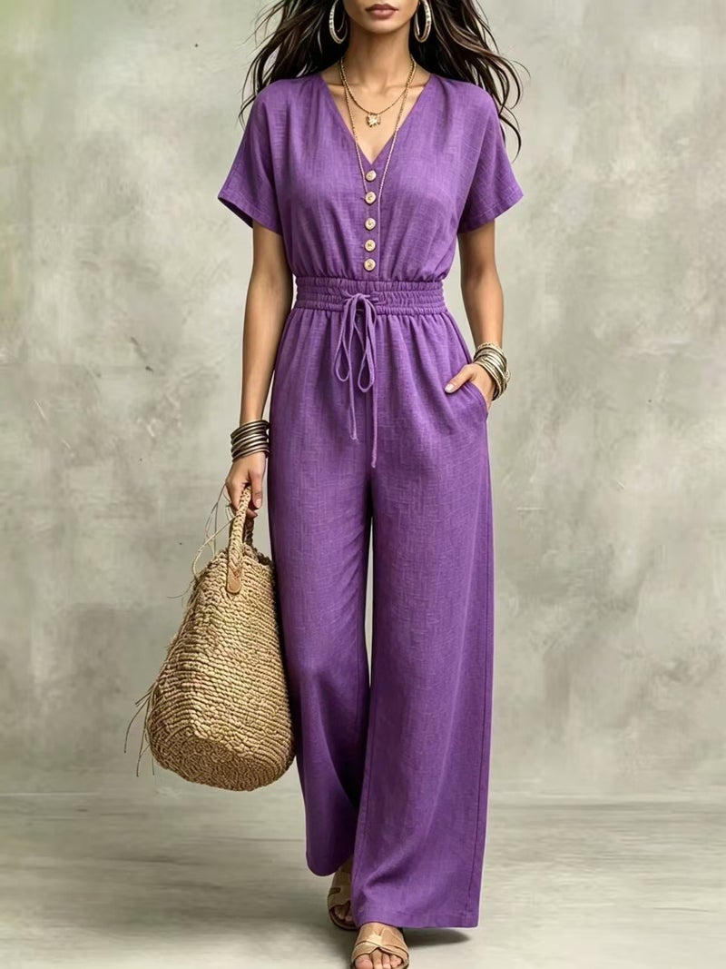 Women's V-Neck Bodycon Jumpsuit - Elegant, Stylish, and Versatile