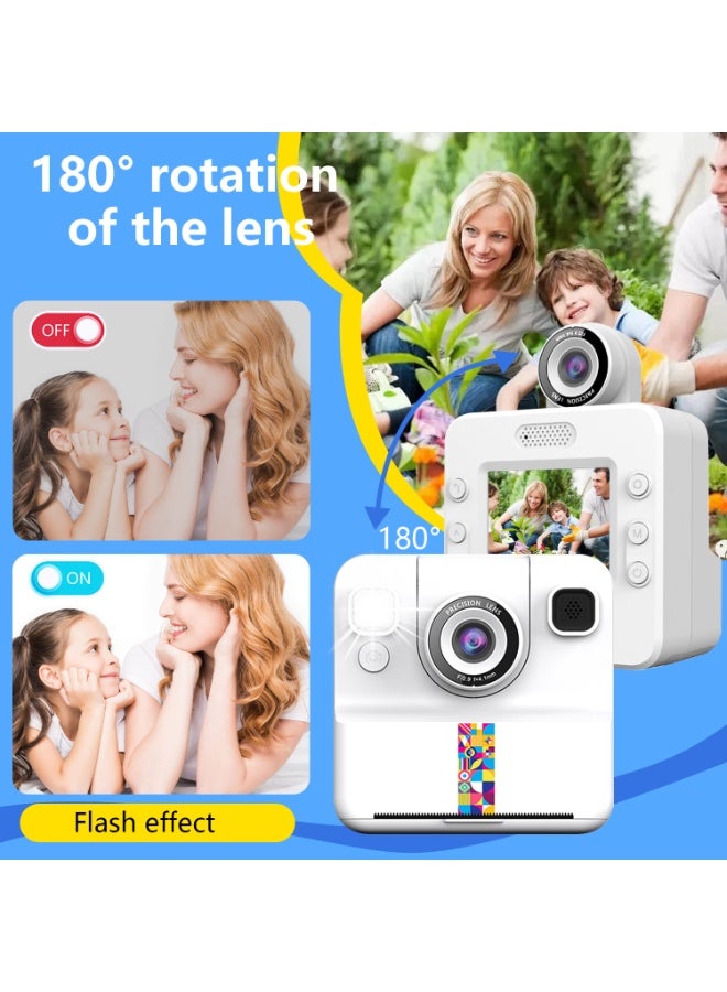 Kids Camera Instant Print,Toddler Portable Travel Film Camera Toy,Printing 1080P HD Selfie Digital Photography Camera and Video Recorder with Roll No-Ink Print Paper,Built-in 1300mAh Battery,2.4"IPS LCD Screen,32G SD Card,Mini Children's DIY Camera,Birthday Festival Gifts for Boys/Girls Age 3-12 Years Old - Image 4