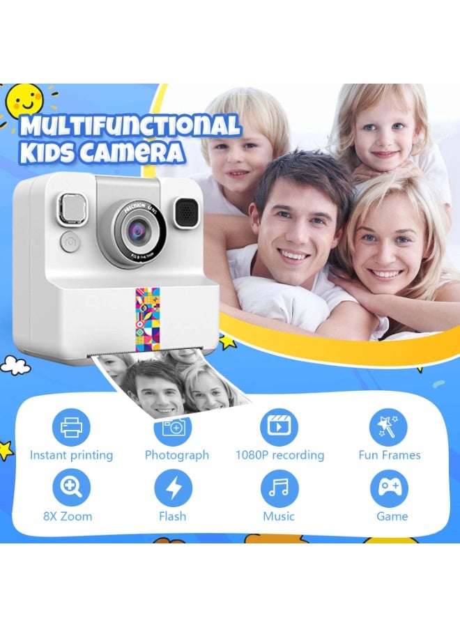 Kids Camera Instant Print,Toddler Portable Travel Film Camera Toy,Printing 1080P HD Selfie Digital Photography Camera and Video Recorder with Roll No-Ink Print Paper,Built-in 1300mAh Battery,2.4"IPS LCD Screen,32G SD Card,Mini Children's DIY Camera,Birthday Festival Gifts for Boys/Girls Age 3-12 Years Old - Image 3