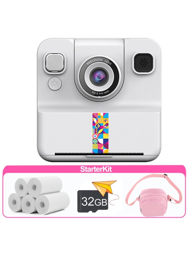 Kids Camera Instant Print,Toddler Portable Travel Film Camera Toy,Printing 1080P HD Selfie Digital Photography Camera and Video Recorder with Roll No-Ink Print Paper,Built-in 1300mAh Battery,2.4"IPS LCD Screen,32G SD Card,Mini Children's DIY Camera,Birthday Festival Gifts for Boys/Girls Age 3-12 Years Old - Image 1