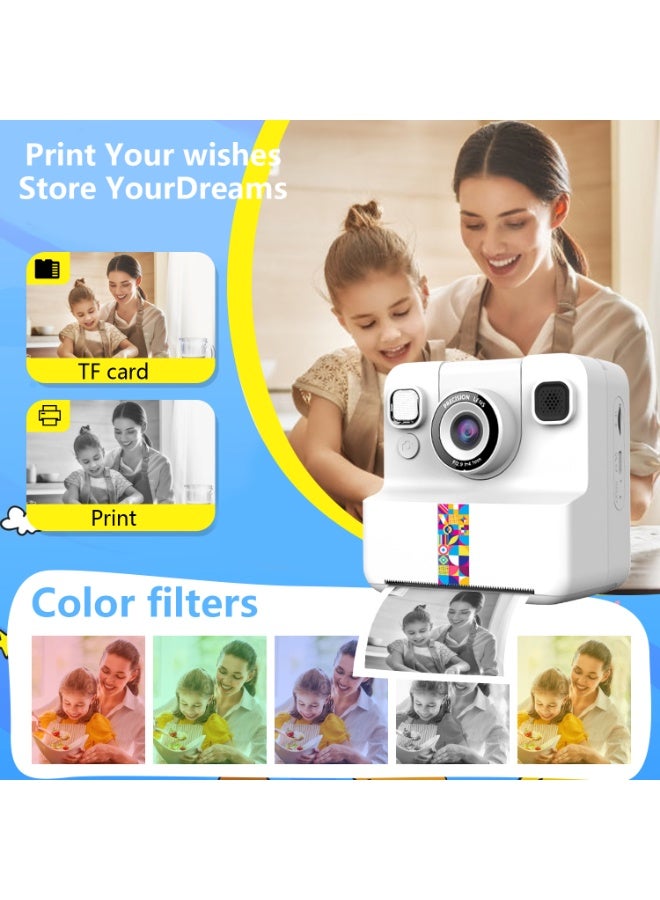 Kids Camera Instant Print,Toddler Portable Travel Film Camera Toy,Printing 1080P HD Selfie Digital Photography Camera and Video Recorder with Roll No-Ink Print Paper,Built-in 1300mAh Battery,2.4"IPS LCD Screen,32G SD Card,Mini Children's DIY Camera,Birthday Festival Gifts for Boys/Girls Age 3-12 Years Old - Image 5