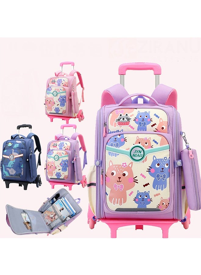 CityRiya-Long - Rolling Backpack Travel Trolly BookBag School Wheeled Backpack for Boys Girls Kids Luggage School Bag with Wheels Trolley Backpack - Image 1