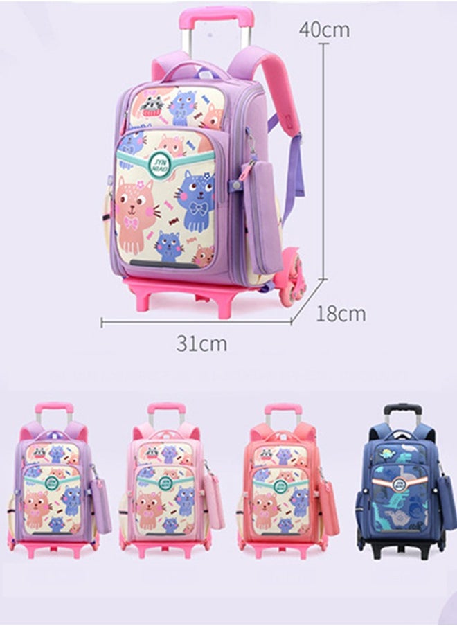 CityRiya-Long - Rolling Backpack Travel Trolly BookBag School Wheeled Backpack for Boys Girls Kids Luggage School Bag with Wheels Trolley Backpack - Image 1