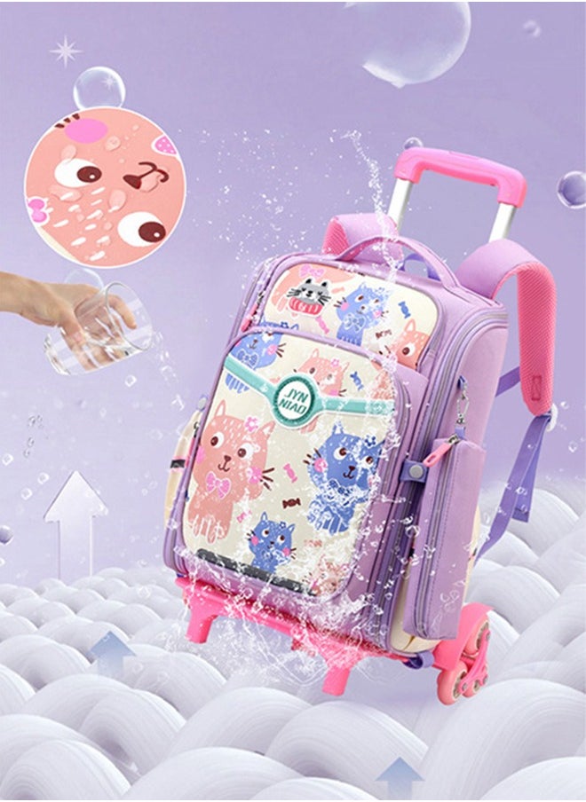 CityRiya-Long - Rolling Backpack Travel Trolly BookBag School Wheeled Backpack for Boys Girls Kids Luggage School Bag with Wheels Trolley Backpack - Image 1