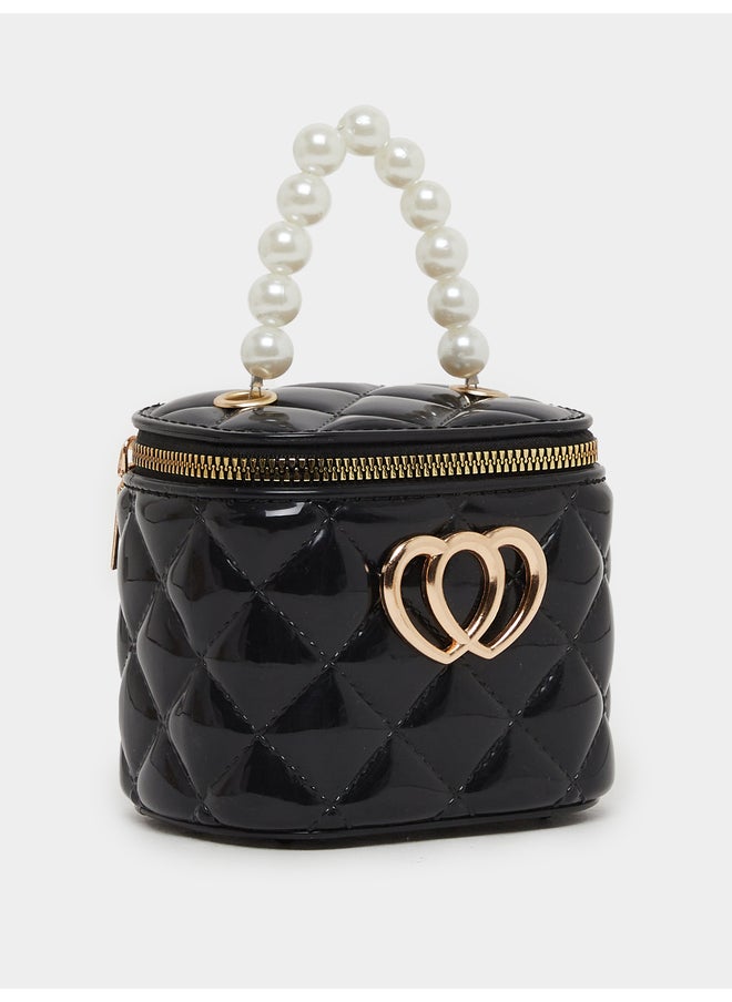 Styli Styli Quilted Faux Pearl Top Handle Bag with Zip Closure  - Image 1