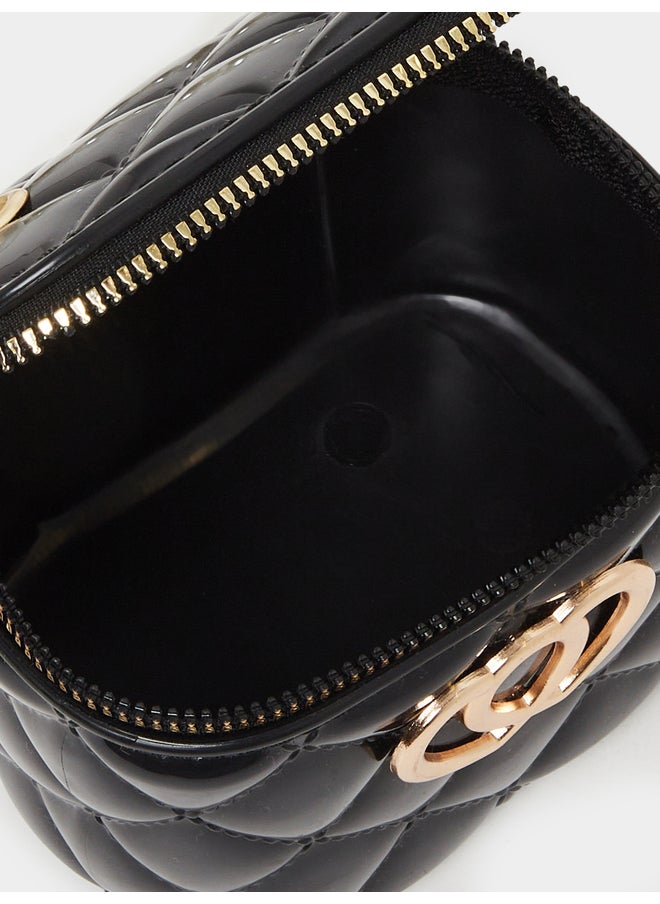Styli Styli Quilted Faux Pearl Top Handle Bag with Zip Closure  - Image 4