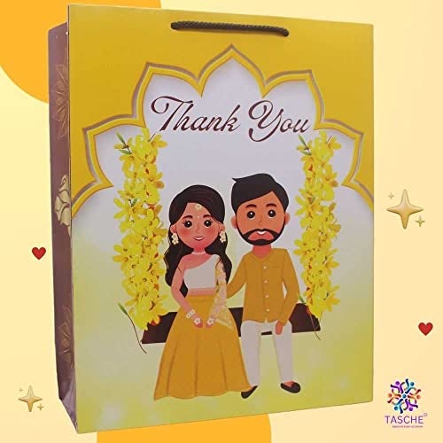 TASCHE Jula Wedding Printed Gift Paper Bags|Gift Bags For Return Gifts,Engagement And Wedding Holliday Presents (12 * 9.5 * 4 Inches) (Pack Of 8),Multi Color - Image 2