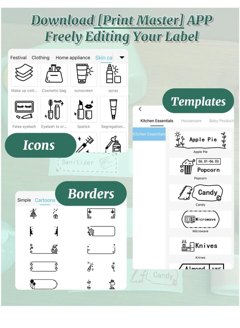 Zikra Large Label Maker Machine with Tape D50 for 3/5" to 9/10" tape, Portable Thermal Label Maker Machine, Bluetooth Label Printer for Address,Storage,Office, Support Phones & Pad - Image 4