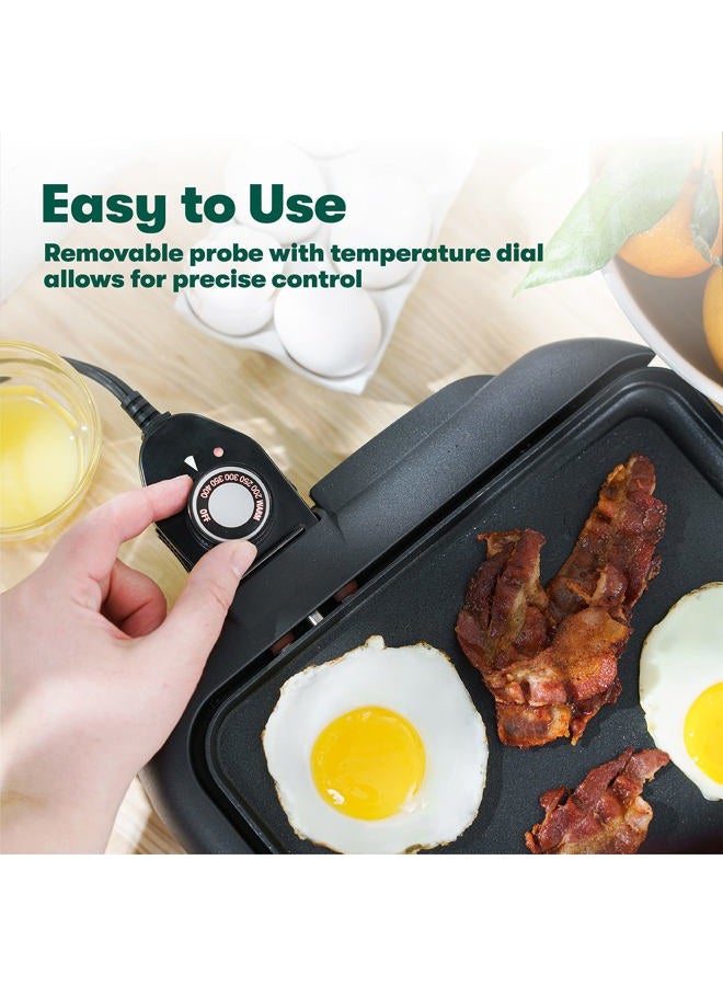 bella Electric Griddle with Warming Tray - Smokeless Indoor Grill, Nonstick Surface, Adjustable Temperature & Cool-touch Handles, 10" x 18", Copper/Black - Image 5
