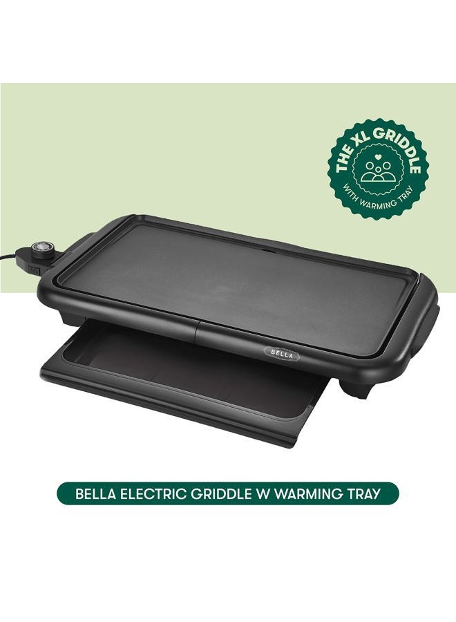 bella Electric Griddle with Warming Tray - Smokeless Indoor Grill, Nonstick Surface, Adjustable Temperature & Cool-touch Handles, 10" x 18", Copper/Black - Image 2